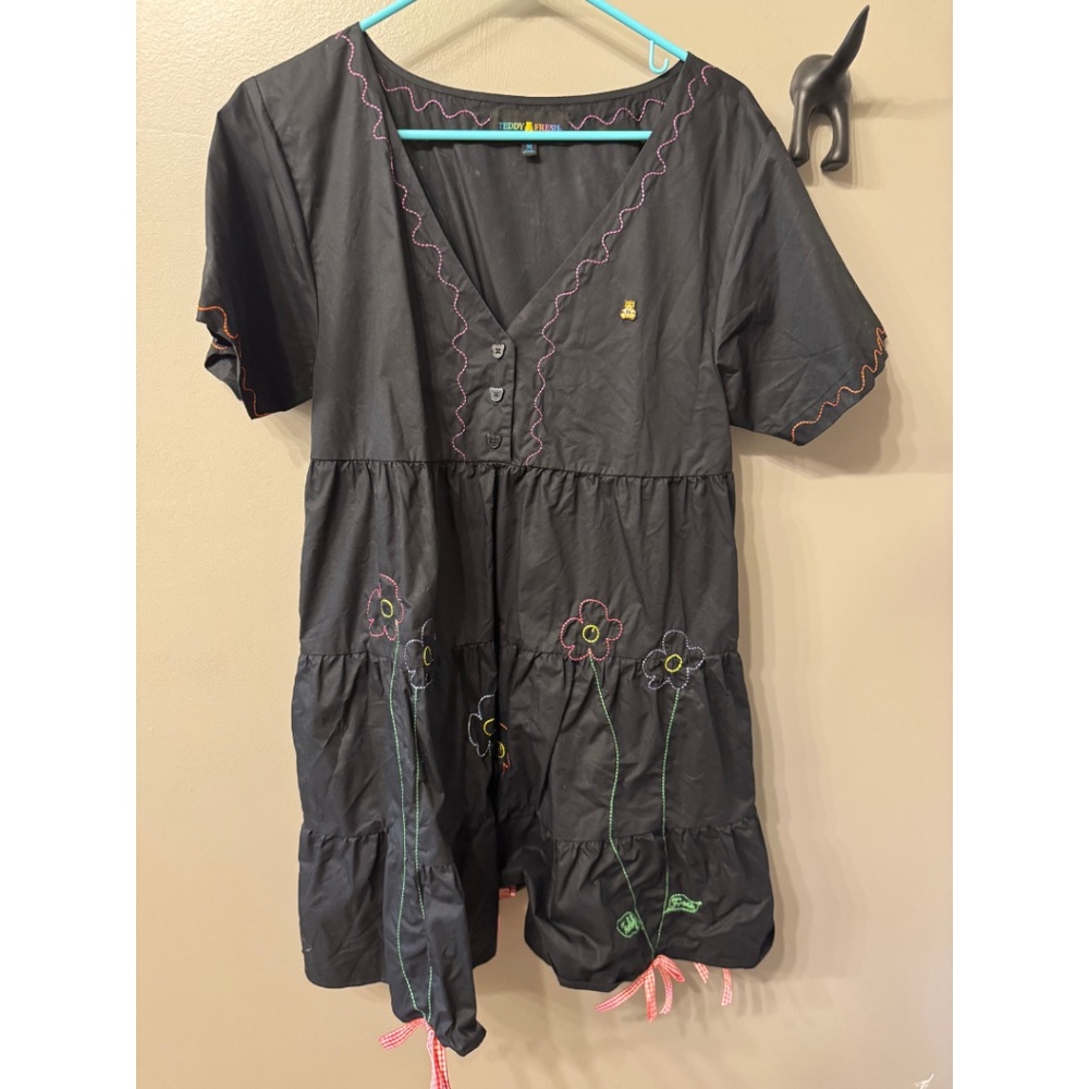 Teddy Fresh embroidered tiered babydoll dress